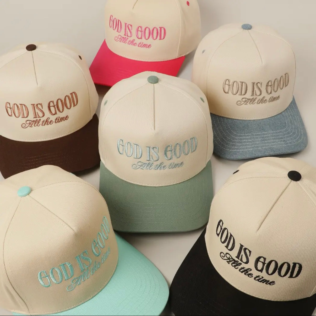 God Is Good All the Time Embroidered Trucker Hat