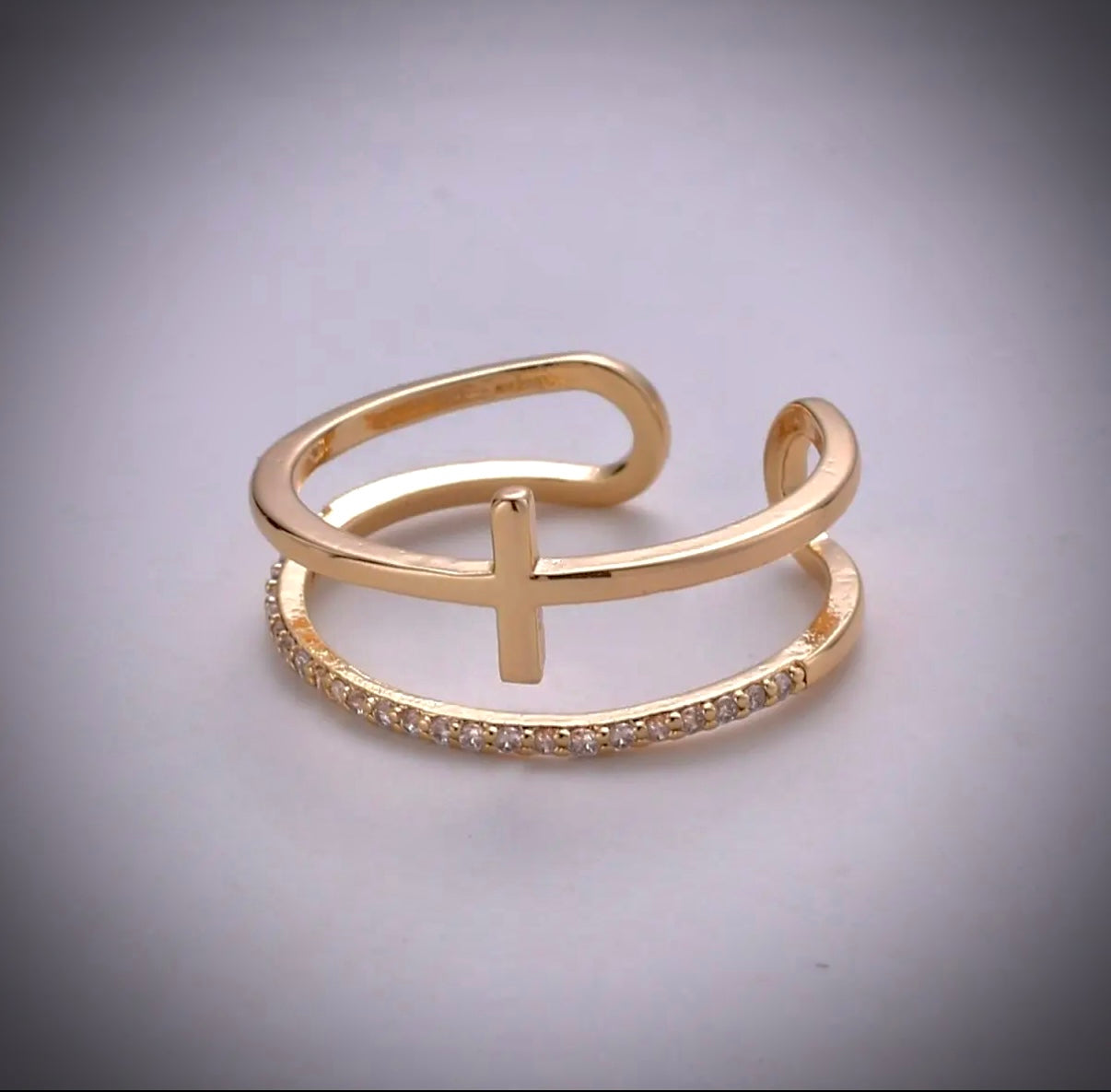 Gold Side Cross Ring