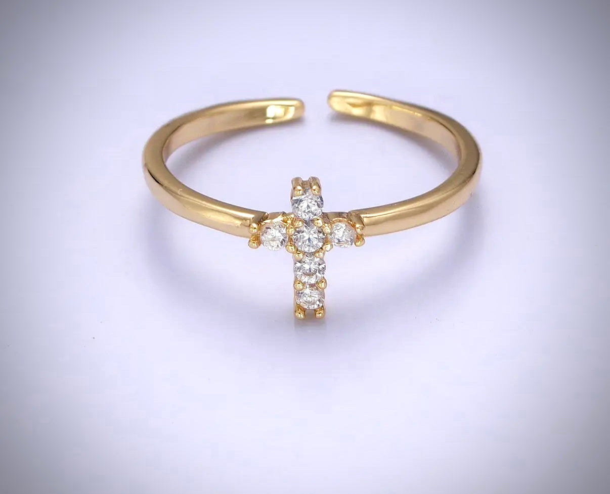 Dainty Gold Cross Ring