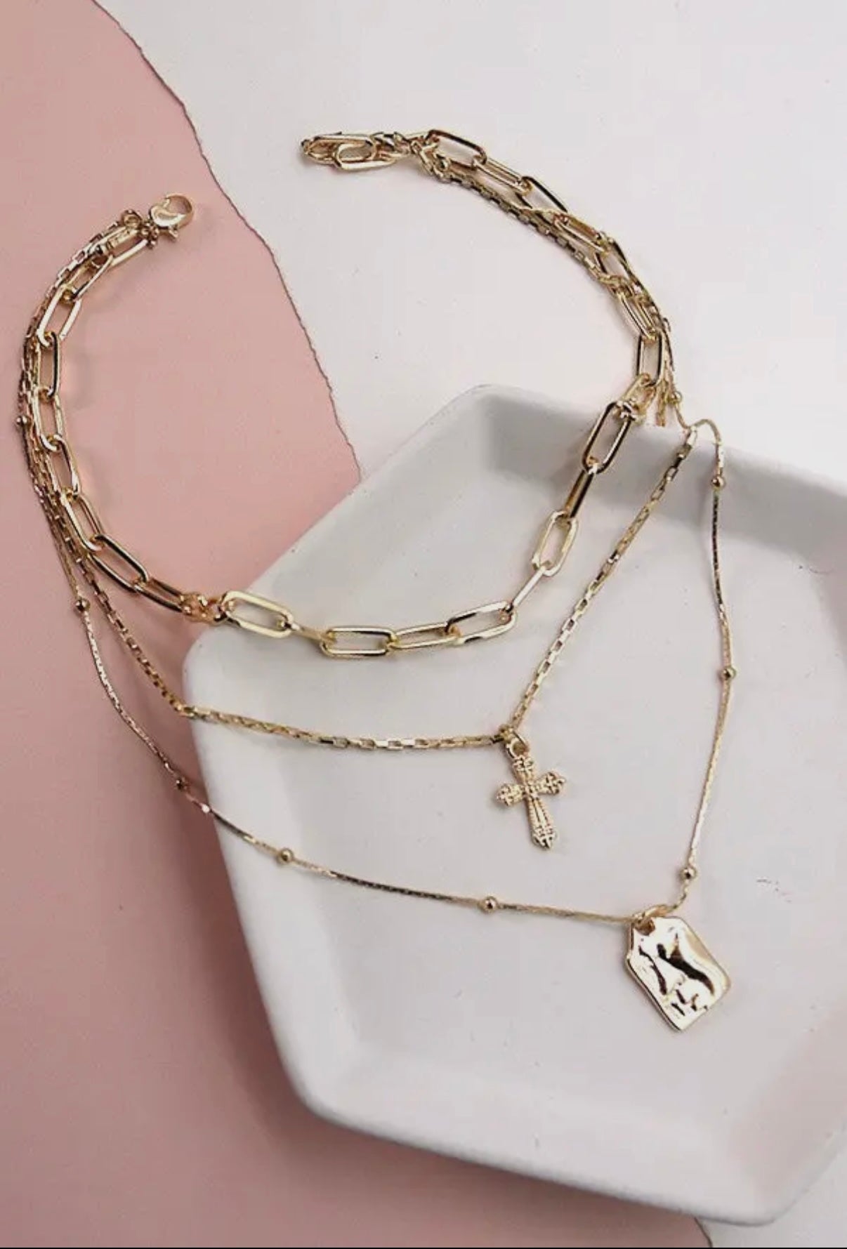 Cross Tag Multi-Layer Necklace