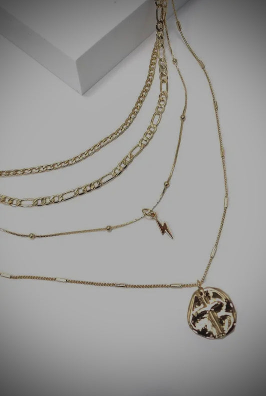 Cross Coin Multi-Layer Necklace