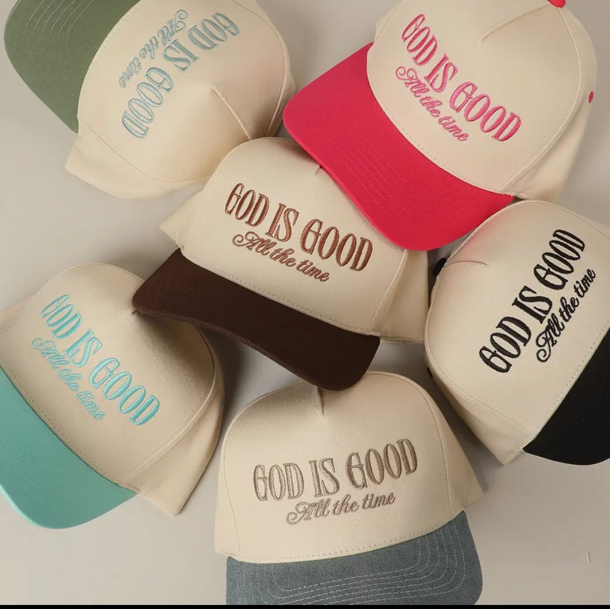 God Is Good All the Time Embroidered Trucker Hat