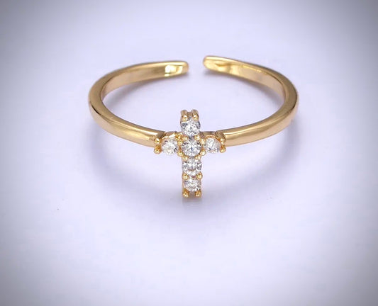 Dainty Gold Cross Ring