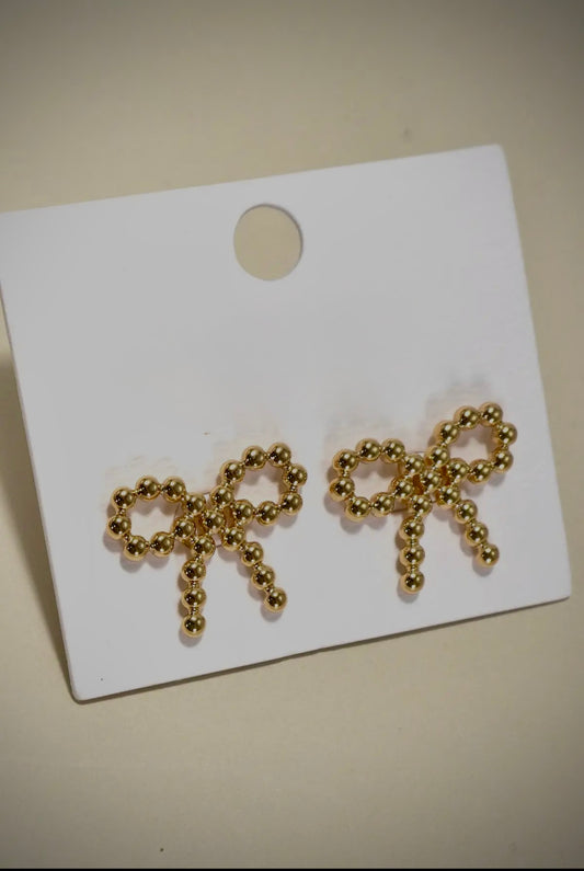 Gold Bow Stud Earrings