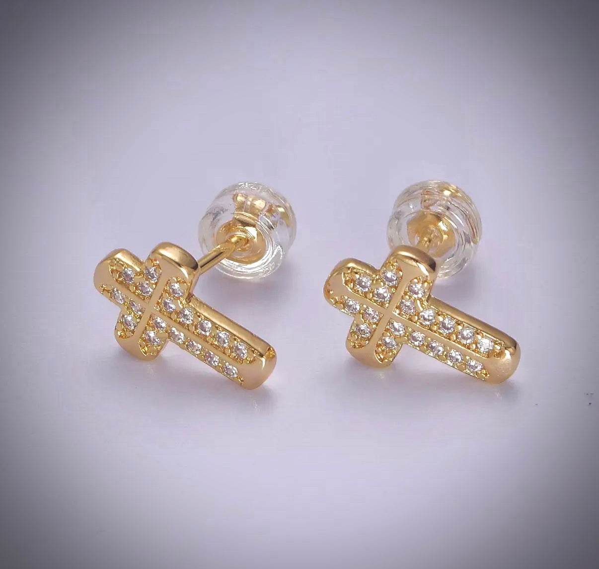 Faith Studs 18K Gold Cross Earrings