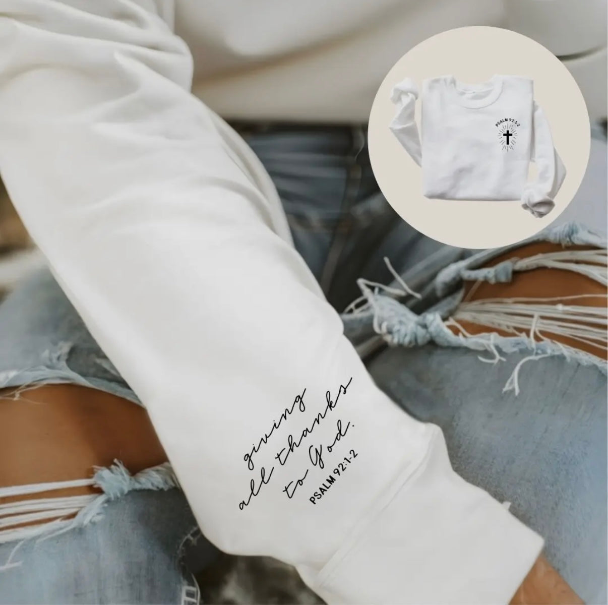 Giving All Thanks To God Sleeve Pullover