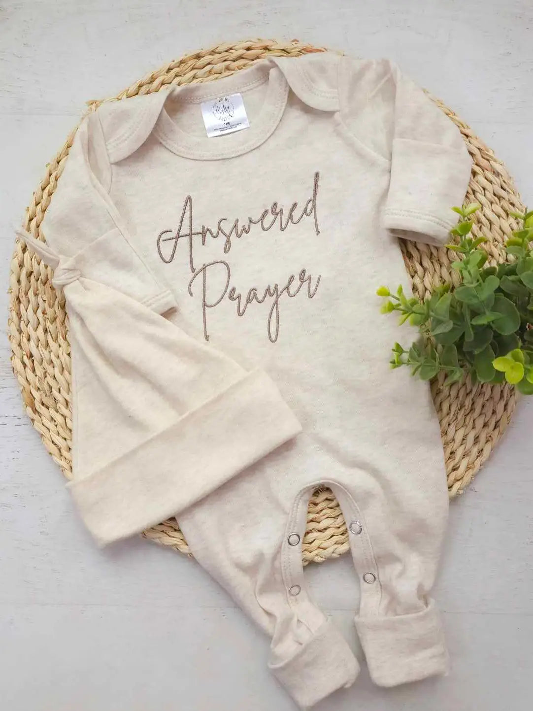 Answered Prayer Oatmeal Romper Set